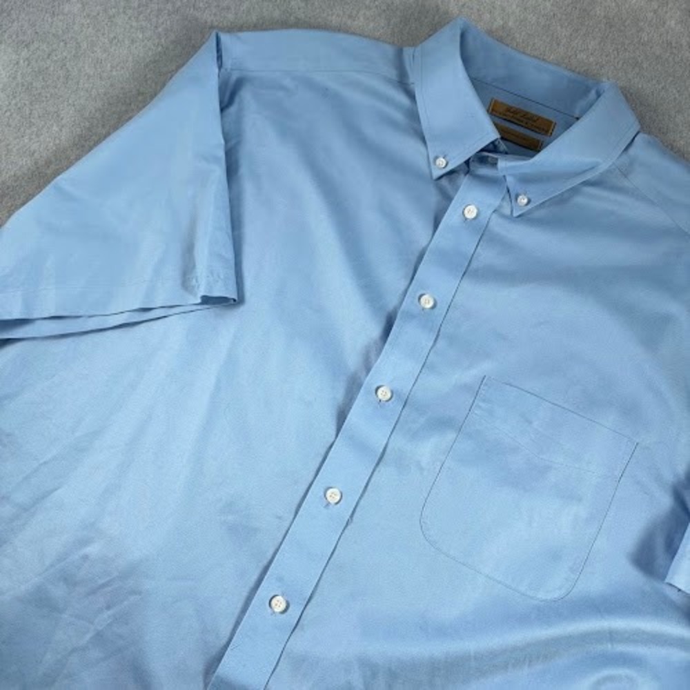 Roundtree & Yorke Gold Label Shirt Mens 3XT Blue Non-Iron Short Sleeve Pocket